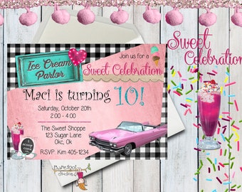Ice Cream Parlor Menu Soda Shop Birthday Pink Cadillac Etsy