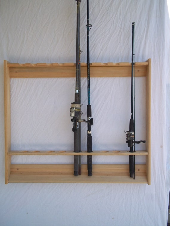 Wallmount Fishing Rod & Pole Rack Unfinished Red Oak -  Canada