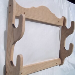 2 Gun Rack Wall mount gun display rack Red oak with walnut or golden oak stain, or unfinished Unfinished