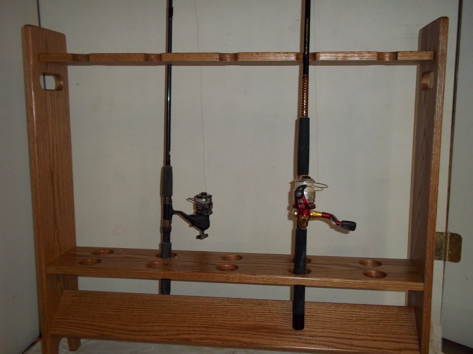 Pole Rack de pesca Independiente Acabado De Roble Dorado | Etsy