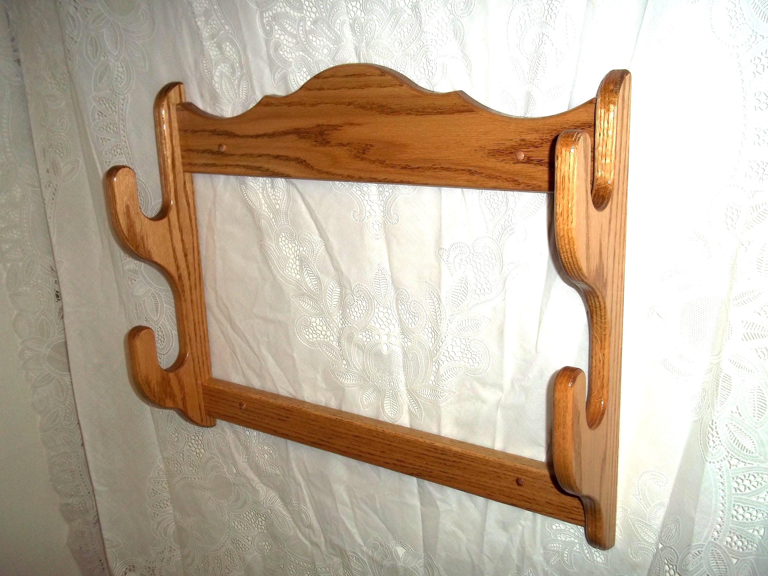 2 Gun Rack ~ Wall Mount Gun Display Rack ~ Red Oak With Walnut or ...