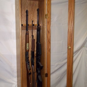 Red Oak Locking Gun Cabinet for 4 Rifles - Etsy