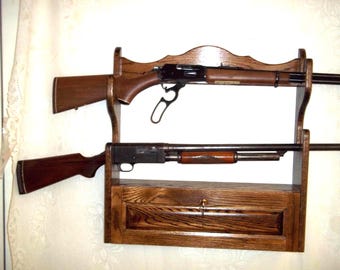 6-gun Sold Oak Wall-mounted Gun Rack - Handcrafted Rfle and Shotgun
