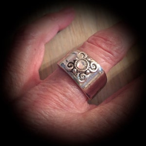Silver Spoon ring with crystal