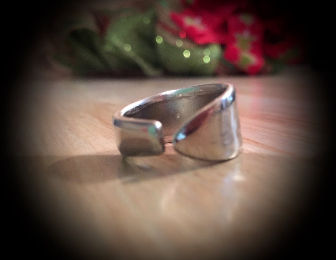 Silver Spoon Ring With Crystal Etsy
