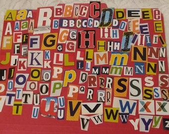 LETTERS-100 Pieces-Full Alphabet-Magazine Clipping Letter Cutout-Assorted Sizes, Colors, Fonts-Junk Journal-Vision Board-Collage-Ships FREE