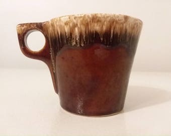 Brown Drip Glaze Pottery-Oven Proof Pottery-USA Mark Brown Drip Glaze Mug-Vintage Coffee Mug-Coffee Cup-O Ring Handle