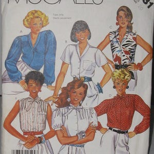 Ladies Plus Size Blouse Pattern-1985 McCalls #2231-Uncut and Factory Folded-Vintage Size 20 Blouse Pattern-Women&#39;s Button Down Shirt Pattern