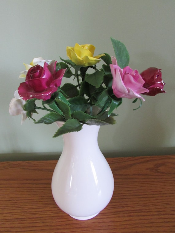 Vintage Porcelain Long Stem Roses Seven Bone China Roses Etsy