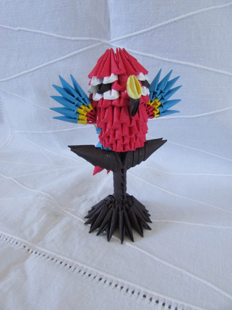 3D Origami Parrot Origami Bird Parrot on a Stand Ready Etsy