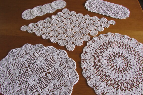 Wholesale Bulk Lot 10 Large Handcrochet vintage lace doilies doilys doiley round
