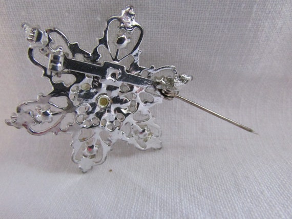 Vintage Silver Brooch with Pearls - Snowflake Bro… - image 3