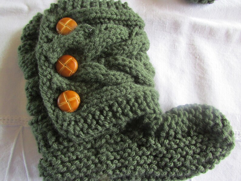 Forest Green Knitted Cozy Slippers Slipper Socks Green Etsy