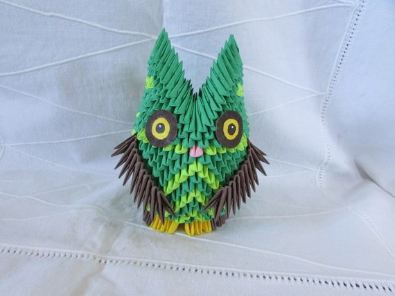 3d Origami Owl Origami Bird Green Owl Ready To Ship Custom Orders Available