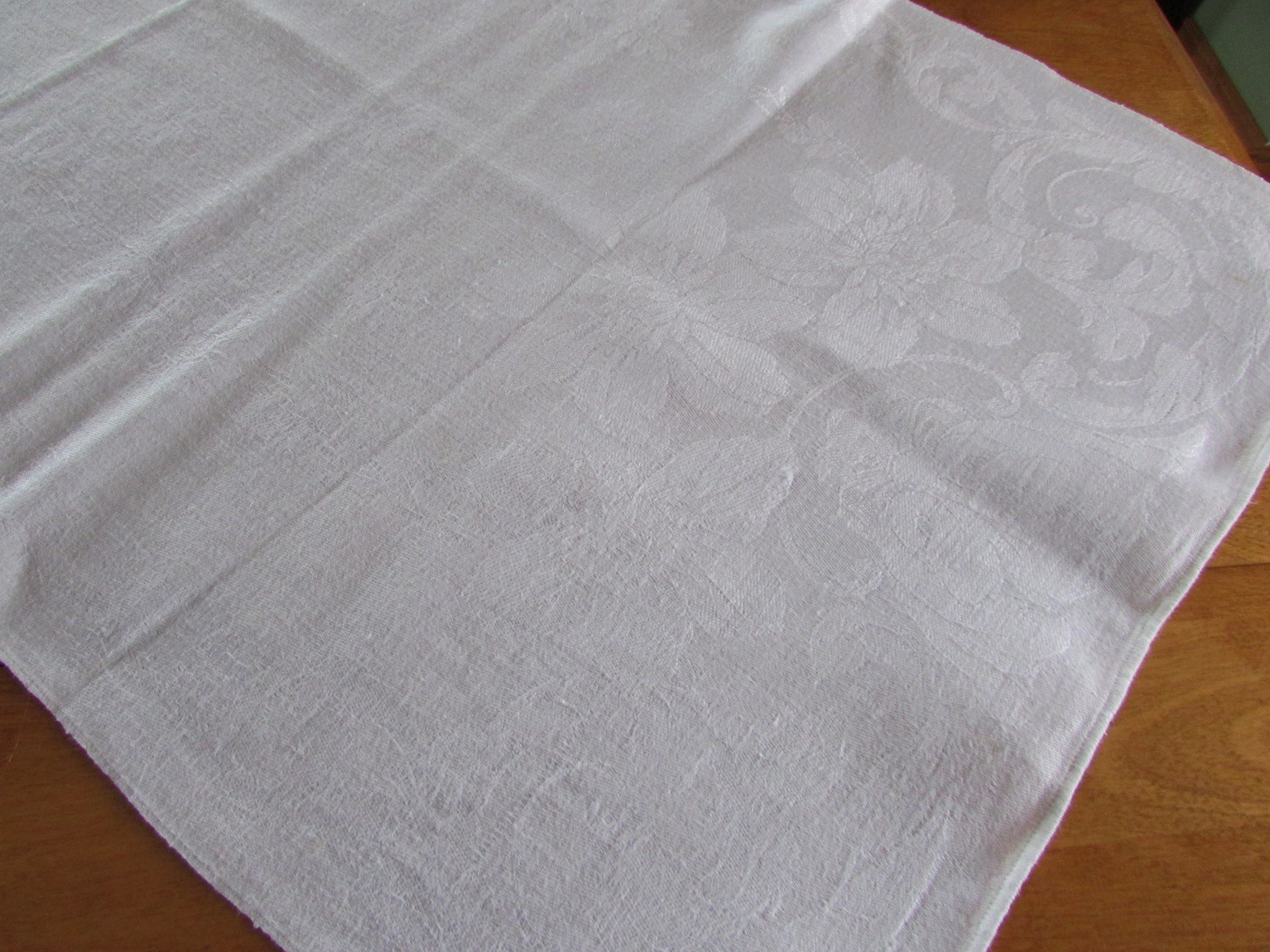 Vintage Damask Runner White Damask Damask Towel Antique Etsy