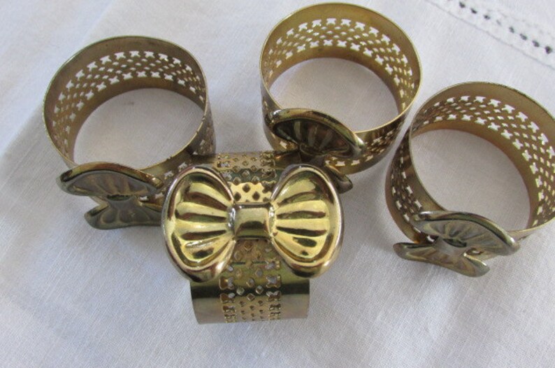 Vintage Brass Napkin Rings Set of 4 Pierced Brass Napkins Etsy Canada