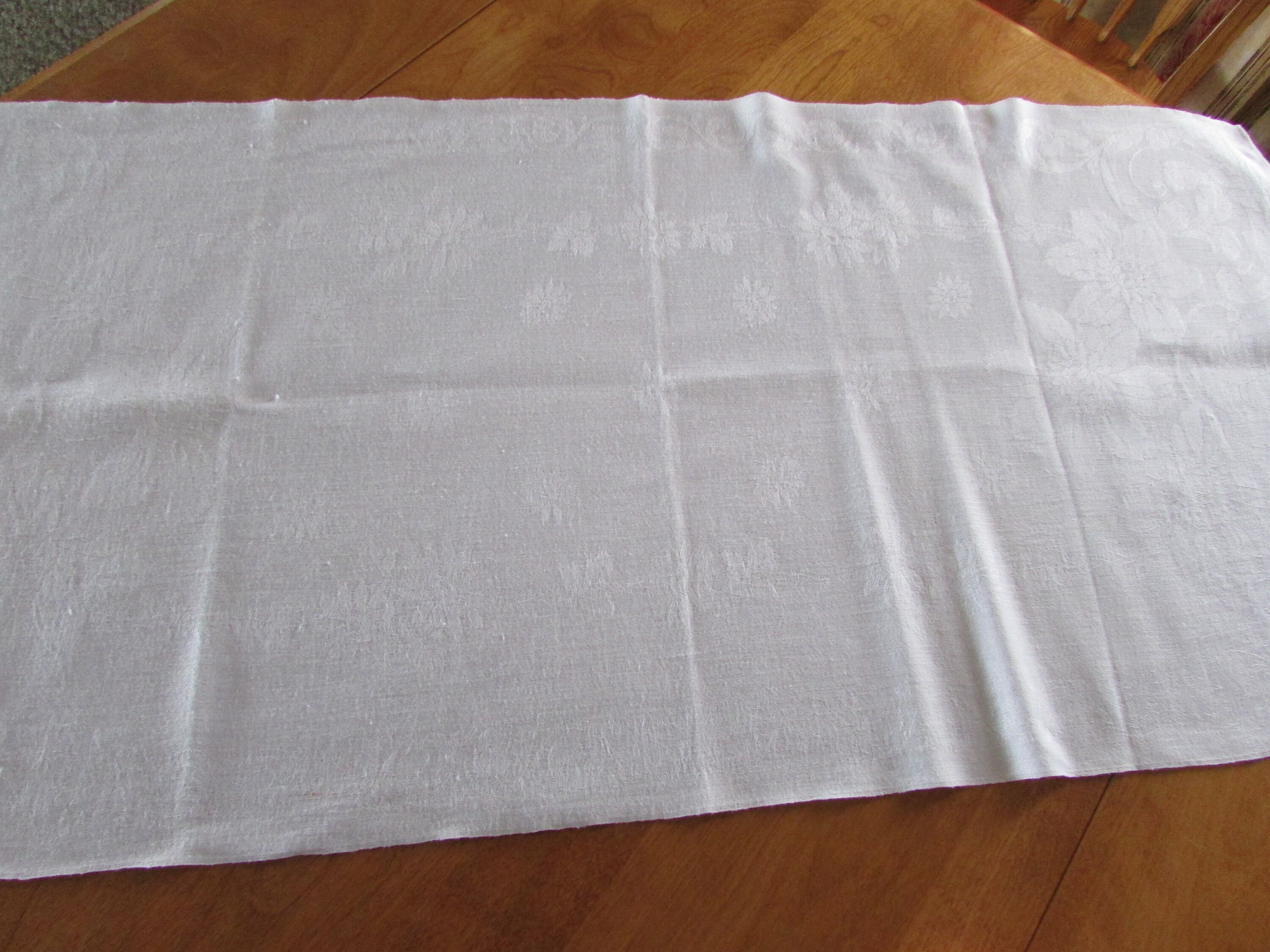 Vintage Damask Runner White Damask Damask Towel Antique Etsy