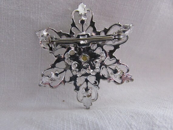 Vintage Silver Brooch with Pearls - Snowflake Bro… - image 4