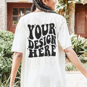 Comfort Colors C1717 Ivory Mockup Back of Tshirt Mockup Oversized 1717 Outdoor Lifestyle Aesthetic Model Mock in Grunge Streetwear