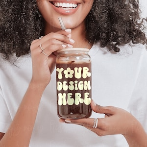 16oz Libbey Glass Can Mockup, Glass Beer Can Mock-up,  Mug Mock ups, 16oz clear soda can glass mockup, Print on Demand Image