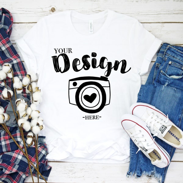 Spring T-shirt Mockup | Bella Canvas Mockup | Bella Canvas 3001 White Mockup | tshirt mockup 3001 | spring tee mockup