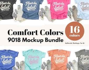 Comfort Colors C9018 Youth Tee Mockup Bundle | 9018 Kids T-Shirt Mockup Set | Real Product Photo | Neutral Minimal Aesthetic