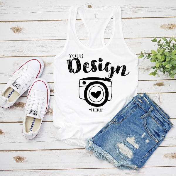 Next Level 1533 weiß, Tank Flat Lay, Racerback Tank Mock Up, Mock Up, Tank Top Mock Up, Flat Lay, T-Shirt Blank weiß Tank Top Mockup