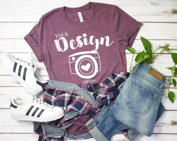 T-Shirt Mockup Maroon Bella Canvas 3001 Heather Maroon Bella T-Shirt Mockup Maroon Bella Canvas 3001 Heather Maroon Bella