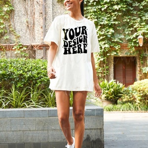 Comfort Colors C1717 Ivory Mockup Tshirt Mockup Oversized 1717 Outdoor Lifestyle Aesthetic Model Mock in Grunge Streetwear