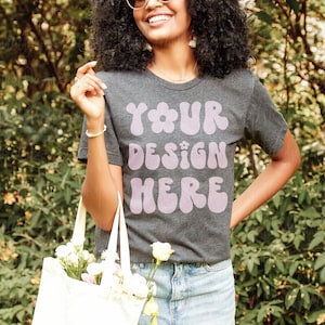 Mockup de camiseta gris oscuro Brezo Bella Canvas 3001 Modelo negro Mock Mock de camiseta gris Mockup de camiseta gris Mock de camiseta gris oscuro Mock Heather
