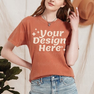 Comfort Colors Yam Mockup C1717 Tshirt Mockup Model Mockup Orange Shirt Mockup Comfort Colors C1717 Yam Shirt Mockup