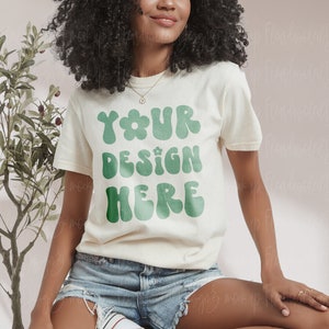 Comfort Colors 1717 Ivory T-Shirt mockup Comfort Colors mockup black Model mockup Shirt BOHO t shirt mockup