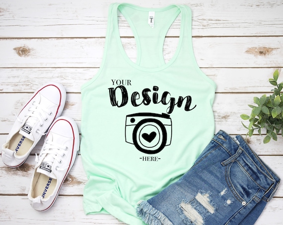 Next Level 1533 Mint Tank Flat Lay Racerback Tank