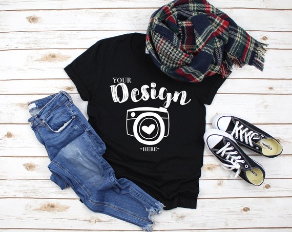 Bella Canvas 3001 Black Mockup T-Shirt Black Mockup