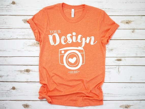 Bella Canvas 3001 Heather Orange Unisex T-Shirt Mock Uporange Bella Canvas 3001 Heather Orange Unisex T-Shirt Mock Uporange