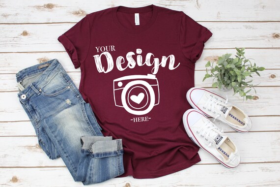 Bella Canvas 3001 Maroon Flat Lay Mockupmock Up Flat