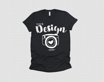 Download Free Png Bella Canvas 3001 Black Unisex T Shirt Mock Up Mock Up Flat PSD Mockup Template