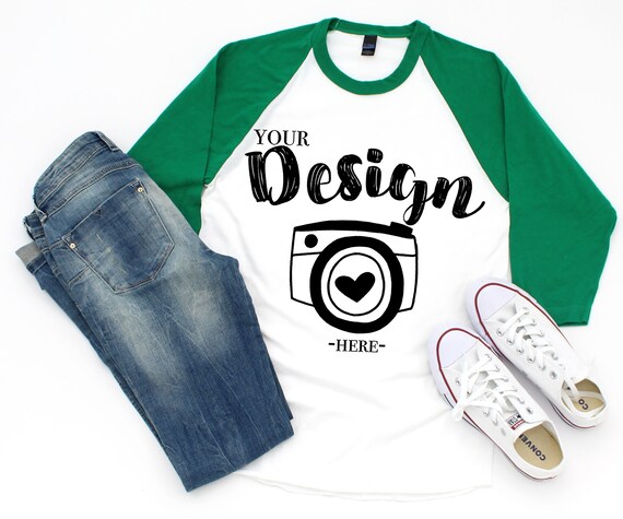 Tultex 245 Raglans Whitekelly Mockup T-Shirt Mockup Mock Up