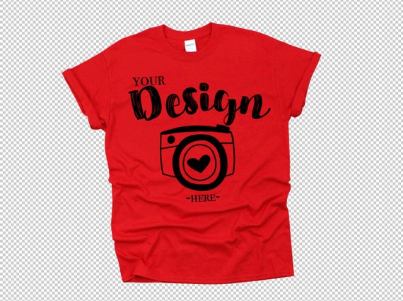 Png Gildan 500 Red Unisex T-Shirt Mockup PSD