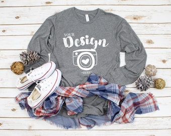Download Bella Canvas 3501 Grey Triblend Unisex T Shirt Mock Up Long Sleeve T Shirt Mock Up Women Tee Mockup Bella Canvas Mockup Grey Tee Mockup Free Logo 3d Mockups PSD Mockup Templates