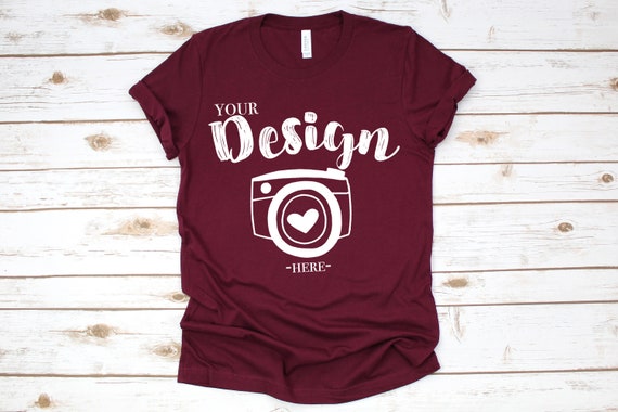 Bella Canvas 3001 Maroon Flat Lay Mockup Mock Up