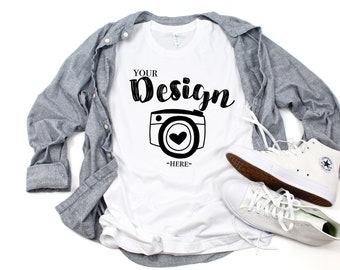 Download Free bella canvas 3001 mockup white Unisex T-shirt Mock Up white tshirt mockup men T-Shirt Mock Up men white tee mockup t shirt white mockup PSD Template