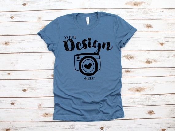 Bella Canvas 3001 Steel Blue Flat Lay Mockup Mock