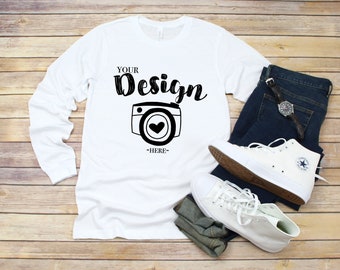 Bella Canvas 3501 White Unisex T Shirt Mock Up Long Sleeve Etsy