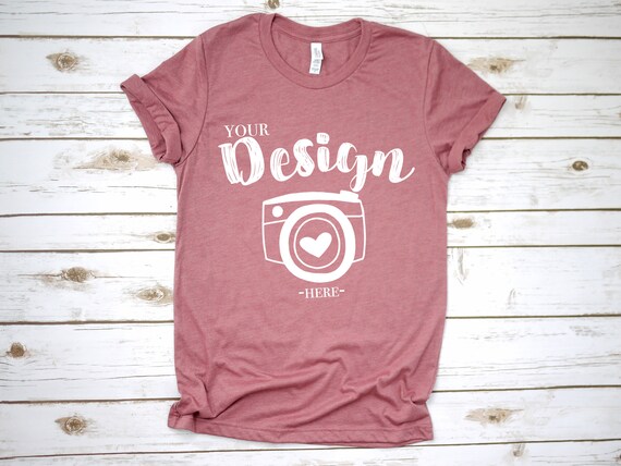 Bella Canvas 3001 Heather Mauve T-Shirt Mockups T-Shirt Mock