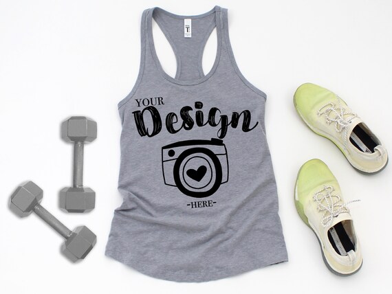 T-Shirt Mock Up Next Level 1533 Heather Grey