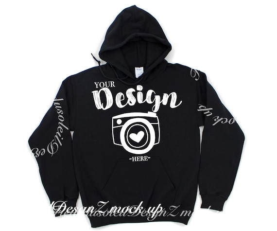 Download Free Gildan 18500 Hooded Sweat Shirt Brand Black Hoodie Mockup T Shirt All Free T Shirt Mockups PSD Mockup Template