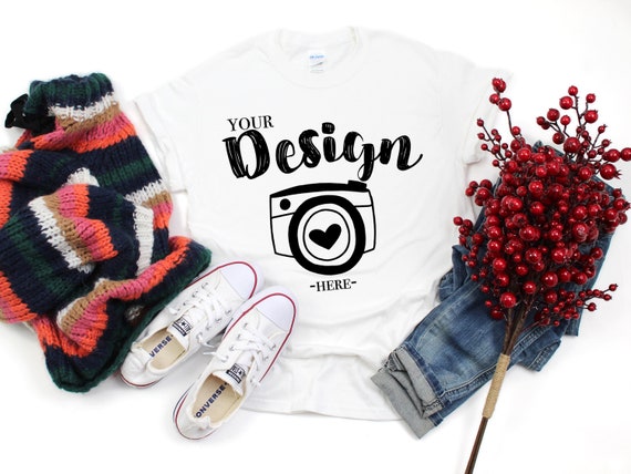 Download Gildan 500 White Unisex T Shirt Mockup Psd Gildan Mockup Psd Vk