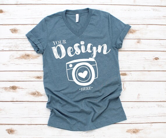 Bella Canvas Mockup 3005 Heather Slate Unisex T-Shirt Mock