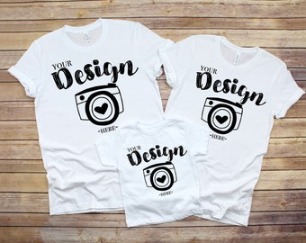 Download Family Blank White T-Shirt Bella Canvas 3001 3001T White Mock Up Shirts Family Flat Lay bella ...